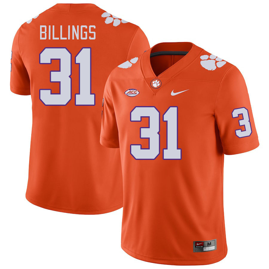 Men's Clemson Tigers Rob Billings #31 College Orange NCAA Authentic Football Stitched Jersey 23EX30TK
